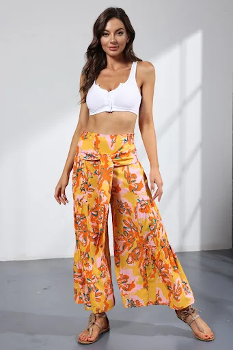 Title 9, Printed Womens Loose Beach Wide Leg Pant Bindi...
