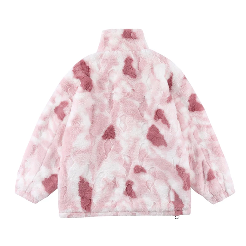 Title 12, Tie-dyed Polar Fleece Stand Collar Coat Autumn ...