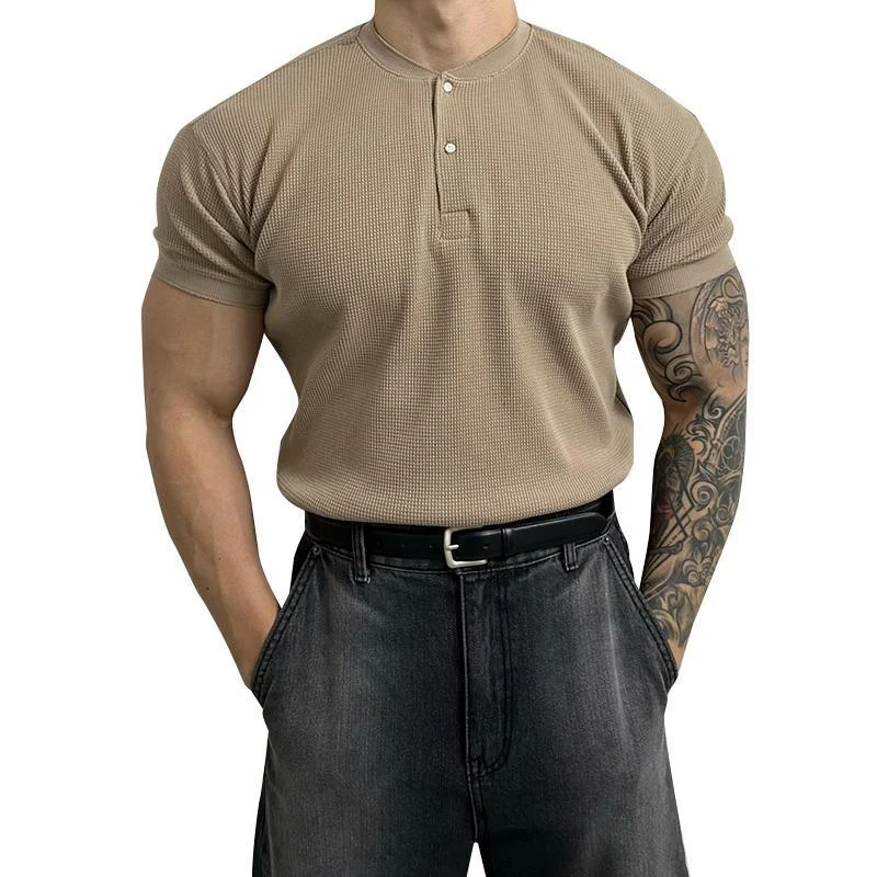 Plus Size Herren T-Shirt mit Kragen und lockerer Passform, kurzärmlig, lässig, ideal für den Sommer und Freizeit. — foto 2