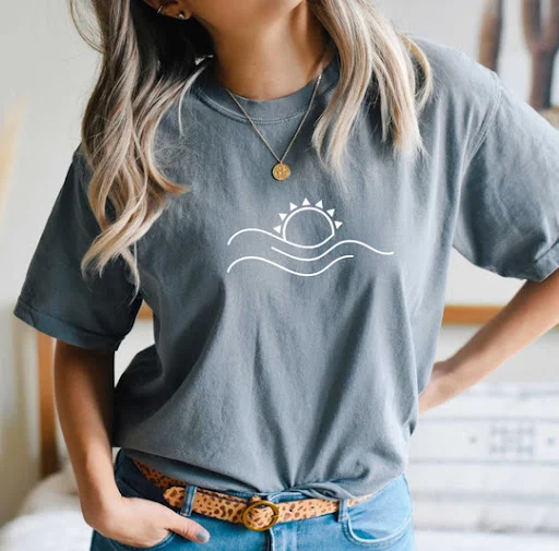 Title 5, Womens Casual All-Matching Round-Neck T-Shirt ...