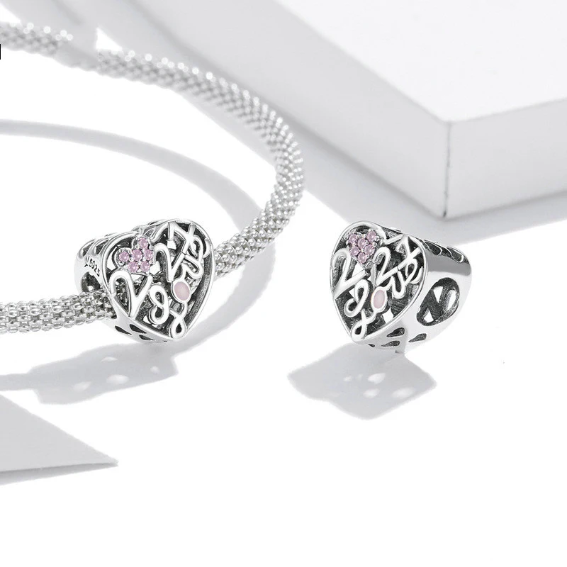 Pulseira com contas de prata S925 para confissões de amor. Acessório perfeito para demonstrar seu amor com elegância e sofisticação. — foto 1