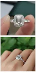 Anel Moissanite corte esmeralda D-color em prata 925, brilho incomparável e beleza atemporal. Ideal para ocasiões especiais. — foto 10