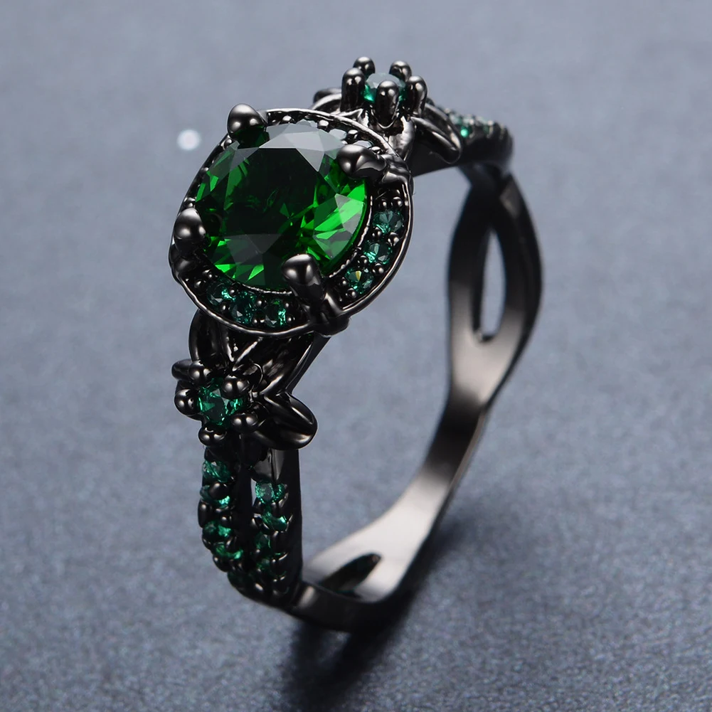 Anel unissex Black Gold Opal Diamond Purple Round Edge, design moderno e elegante. Perfeito para homens e mulheres, um toque de sofisticação. — foto 8