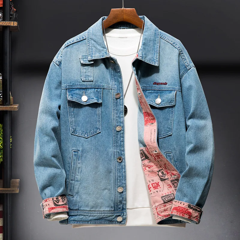 Title 1, Mens Denim Jacket Coat Japanese Casual Style –...
