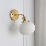Vintage Brass Pleated Ceramic Small Droplight perfect for adding a touch of retro elegance and warm ambient lighting to — photo 1