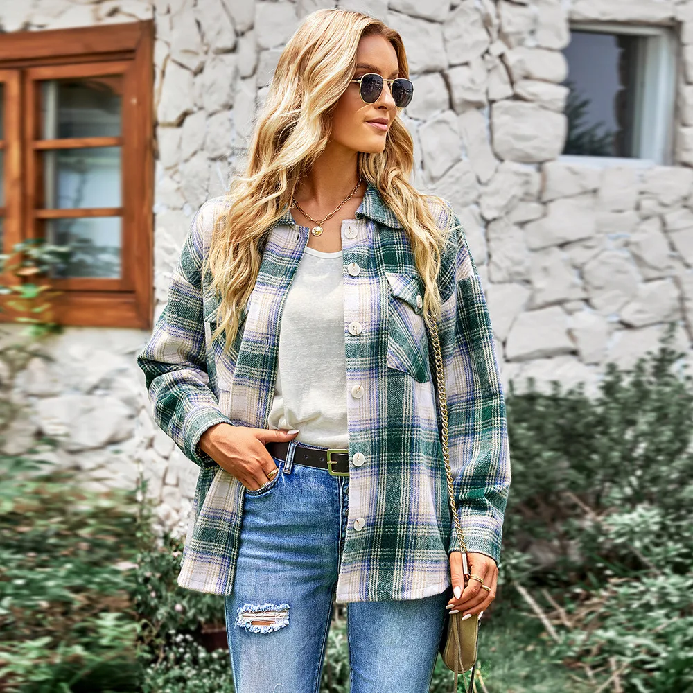 Title 3, Womens Fashion Casual All-matching Plaid Shirt...
