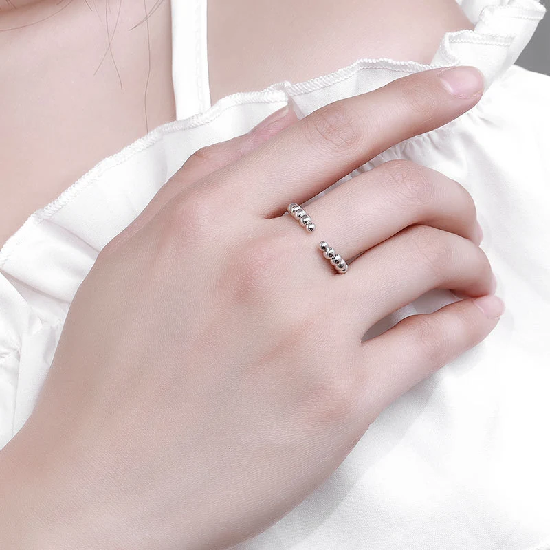 Anel Bola Giratória de Prata S925 Feminino Alívio de Estresse Joia Elegante Presente Perfeito Conforto e Estilo — foto 1