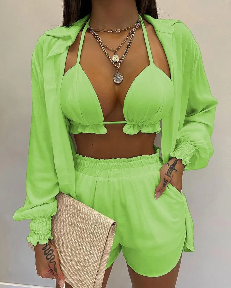 Women's Solid Color Printed Three-Piece Suit offers elegant style and versatility. Comfortable, perfect for any occasion — photo 12
