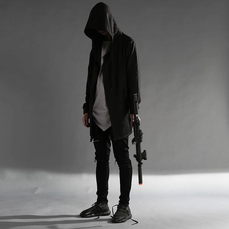 Title 2, Dark plus size mens windbreaker youth mid-leng...