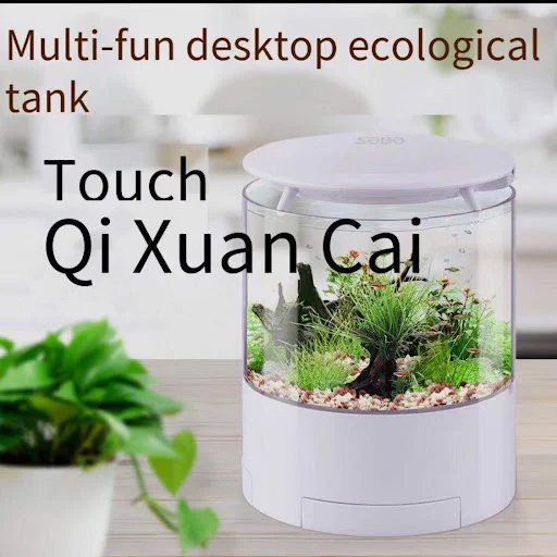 Round colorful lights desktop fish tank mini fighting fish tank small gold fish tank lighting filter oxygen aquarium acc — photo 6