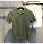Maglietta a maniche corte in maglia con scollo a V tinta unita, morbida e traspirante, perfetta per un look casual e confortevole, un capo essenziale! — foto 4