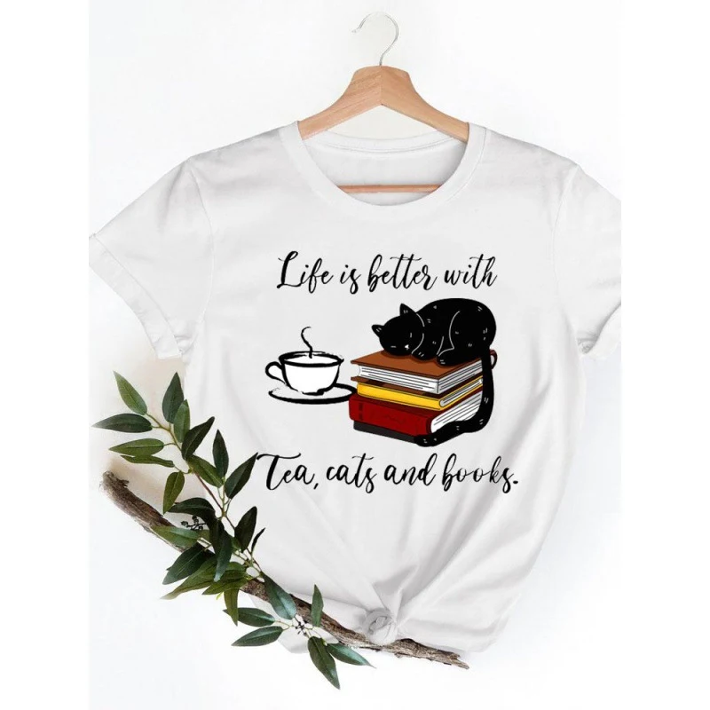 Funny cat animal sweet 90s summer spring short sleeve T-shirt, Lee style, perfect for women and girls for a cute and fun — photo 3