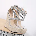 Snake pattern high heel waterproof platform shoes. Stay stylish and protected from the rain with these comfortable and f — photo 6