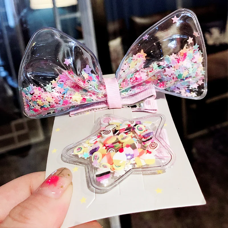 Title 10, Flow Sofa Clip Bow Star Grampo de cabelo transp...