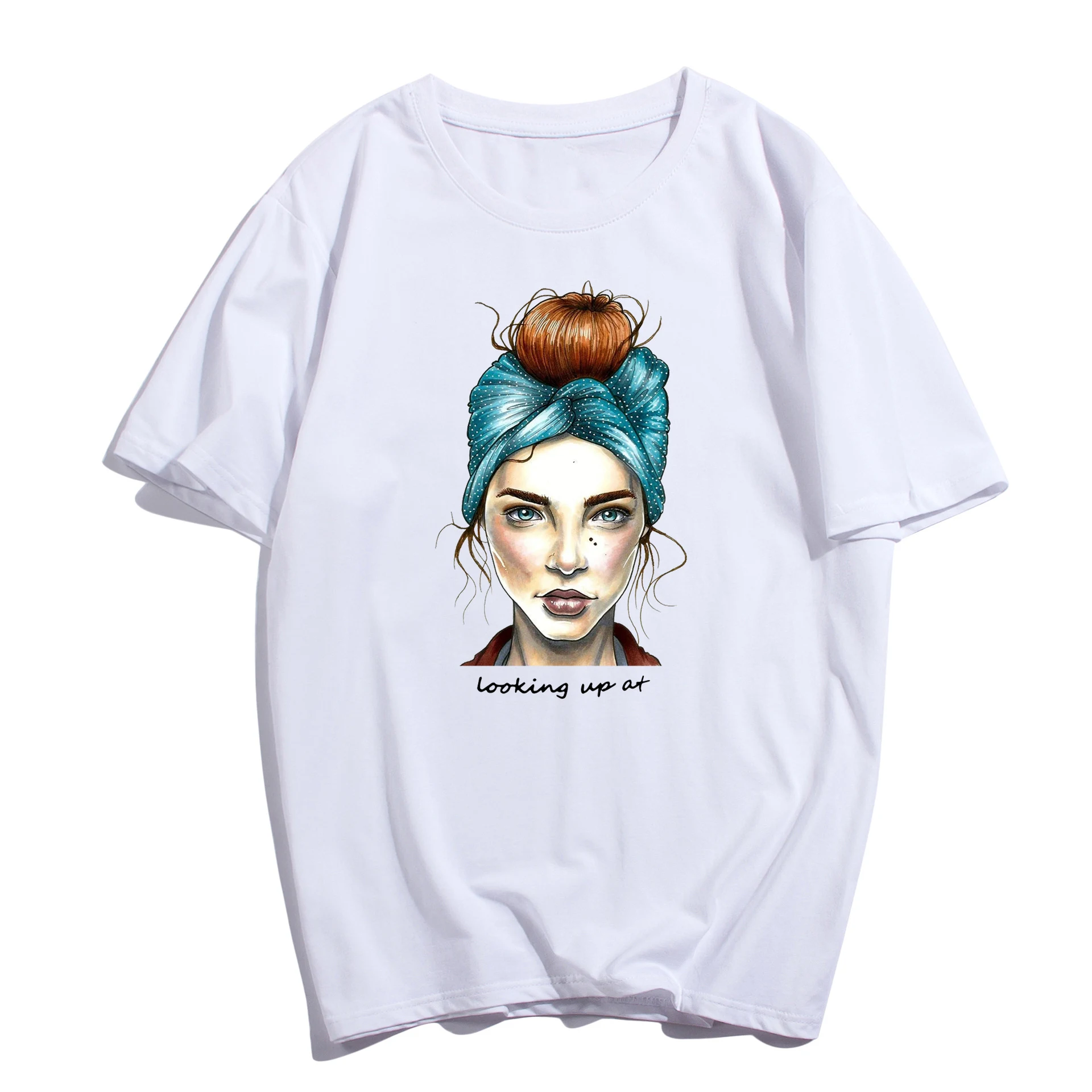 Camiseta feminina de algodão branco Macia e respirável para uso diário Perfeita para combinar com qualquer roupa Desfrute de conforto e estilo em todas as situações — foto 2