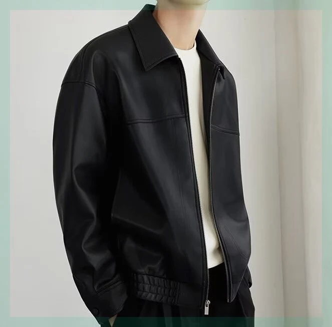 Men's Spring and Autumn Motorcycle Leather Coat New biker clothing, stylish outerwear for comfort and protection, ideal — photo 4