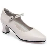 Mom Shoes High Heel Pumps with Buckle, Mid Heel Leather Women's Shoes. Comfortable and stylish footwear for middle-aged — photo 8