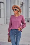 Women's Tops Amazon Round Neck Pleated Lantern Sleeve Women's Long European And American T-shirt — photo 3