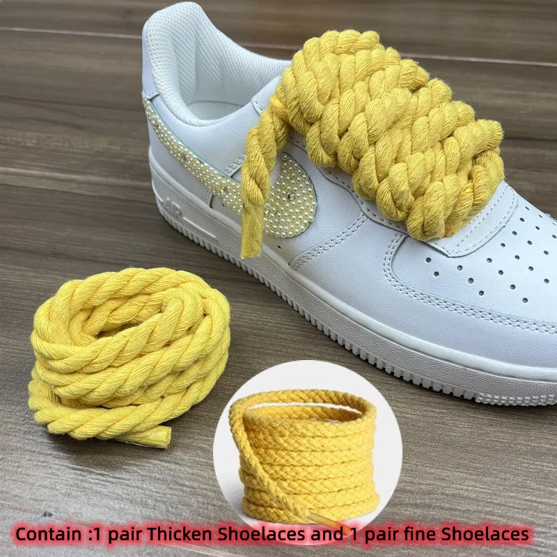 2 paar stoere katoen-linnen veters met twist-weefsel voor dames. Uniek design en optimale pasvorm voor jouw schoenen. — foto 2