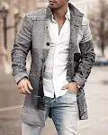 Autumn and Winter New Men's Woolen Stand Collar Medium Long Pocket Casual Coat, Providing Warmth, Comfort and Style for — photo 2