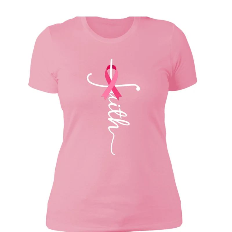 Europees en Amerikaans roze lint digitaal bedrukt casual T-shirt met ronde hals — foto 3