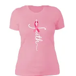 Europees en Amerikaans roze lint digitaal bedrukt casual T-shirt met ronde hals — foto 3