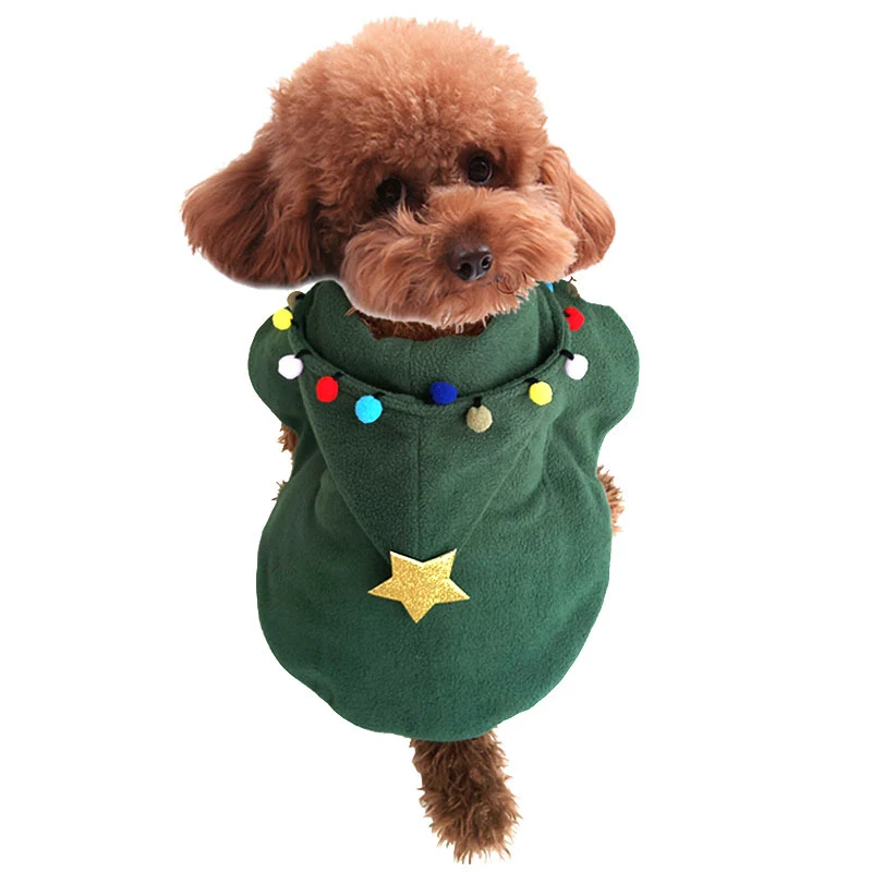 Hunde-Katzen-Weihnachtsmantel mit Kapuze Niedliches, lustiges Cosplay-Outfit Winterwarme Kleidung für Welpen und Tiere Festliche Verkleidung für Haustiere — foto 9