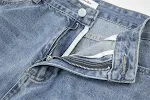 Gescheurde jeans met letterprint voor mannen en vrouwen. Een unieke en trendy look voor een casual en modieuze uitstraling, en zeer comfortabel om te dragen. — foto 21