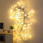 Colored LED light string arrangement with rattan for room decoration. Create a warm, inviting ambiance with this decorat — photo 3