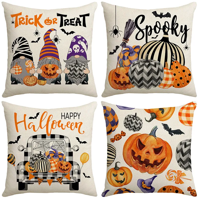 Capas de almofada para sofá com estampa de abóbora de desenho animado Home Wansheng, perfeitas para decoração de festas e dar um toque divertido. — foto 7