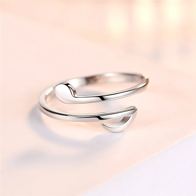 Title 1, Anillo abierto de plata S925 con forma hueca pa...