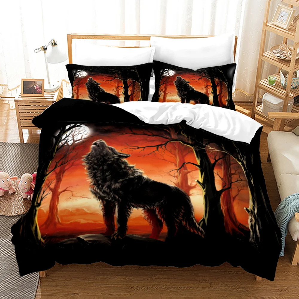 Title 14, Wolf Digital Printed Three-piece Bed Home Texti...
