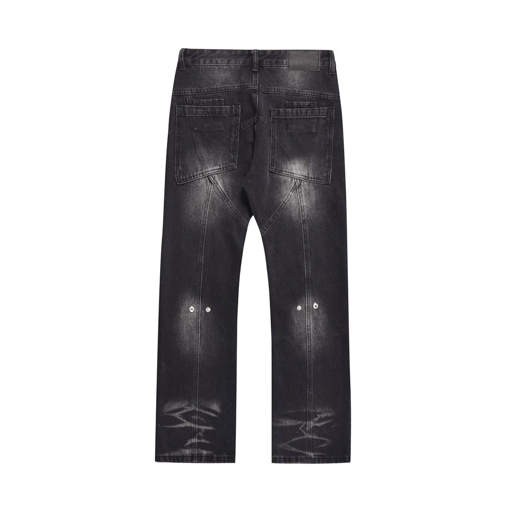 Heren washed inkjet embossed jeans, de perfecte mix van stijl en comfort. Moderne denim broek voor dagelijks gebruik, een uniek en trendy design. — foto 4