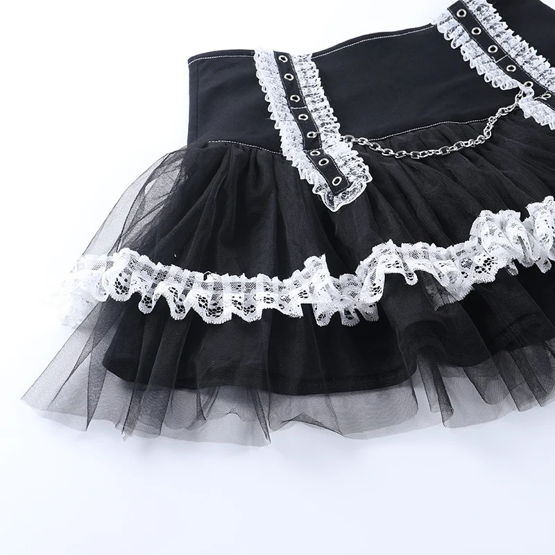 Sexy mesh rok met contrasterend kant en stiksels voor een gedurfde en elegante look. Pronk met je benen en straal sensualiteit uit. — foto 3