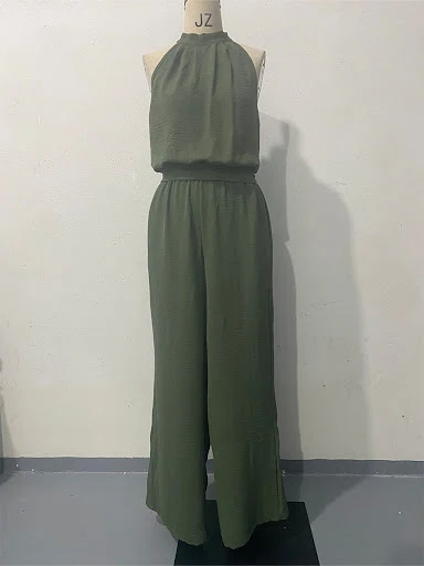 Title 7, Jumpsuit Backless Lace-up Wide-leg Pants