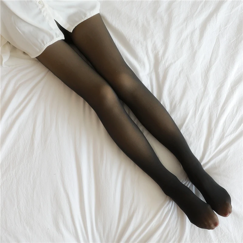 Title 41, Fake Translucent Plus Size Leggings Fleece Line...
