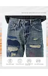 Calças jeans retas retrô soltas estilo americano com detalhes destroyed para homens, conforto e estilo casual. — foto 19