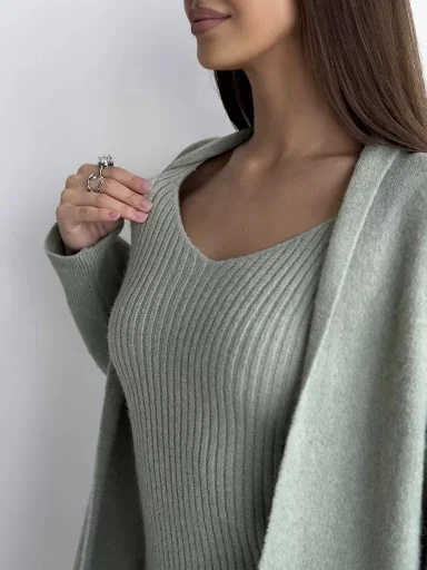 Title 1, 2pcs Knitted Suit Fashion Slim Sleeveless Long ...