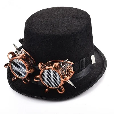 Óculos Steampunk com Rebites e Cartola Gótica Punk, Acessório Mágico Retro. Complete seu visual com estilo único e autêntico. — foto 2