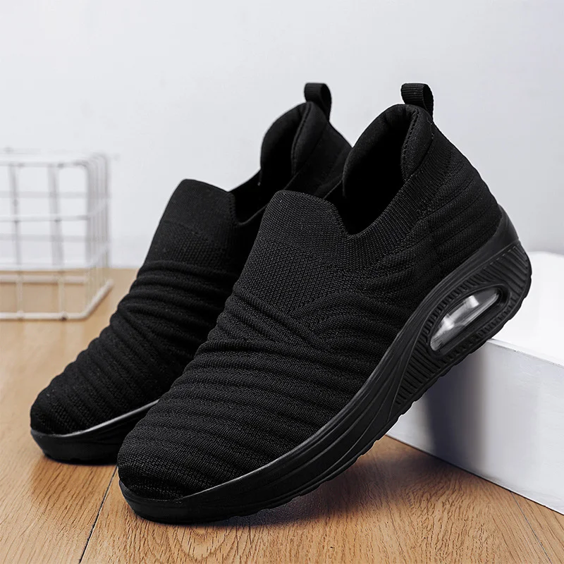 Breathable Slip-on Shoes with Platform, Mesh Surface and Flying Woven Design for Casual Everyday Comfort. — photo 36