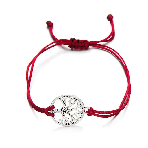 Title 13, Pulsera de árbol de cuerda roja tejida a mano s...