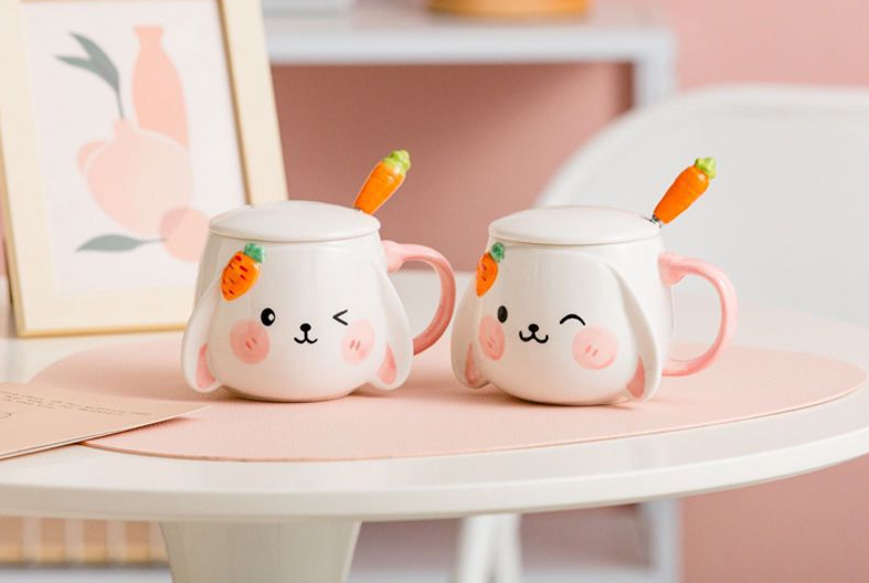 Title 4, Ceramic Cute Rabbit Mug With Lid Spoon. Enjoy y...