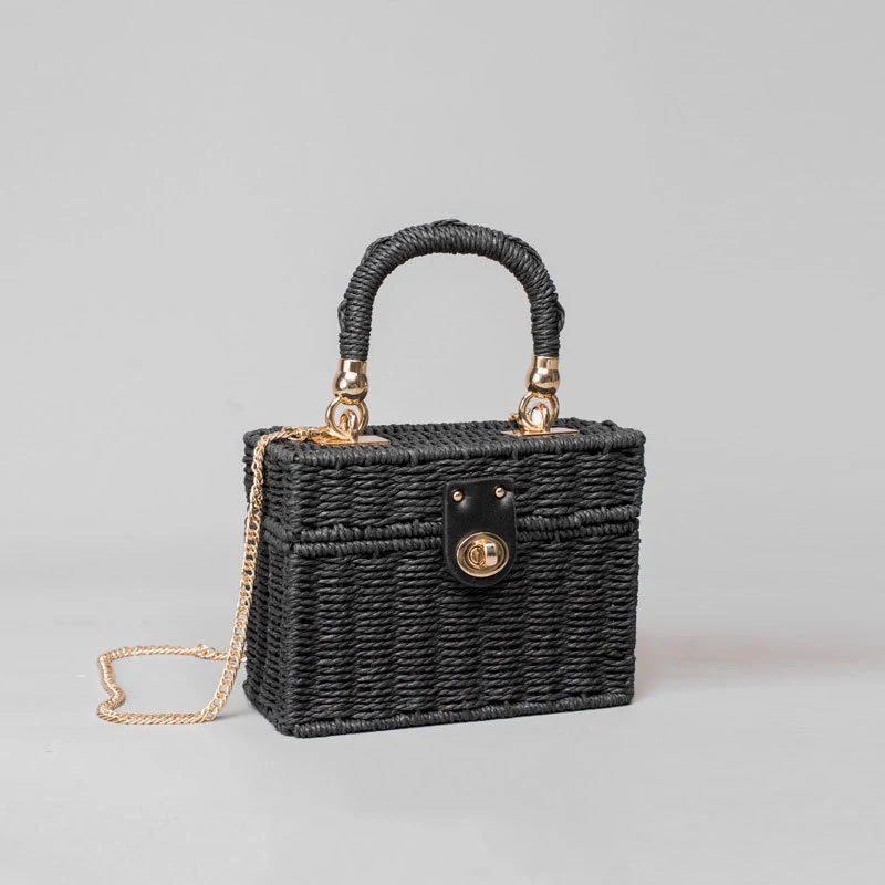 Title 5, Bolsa de rattan artesanal com corrente para men...
