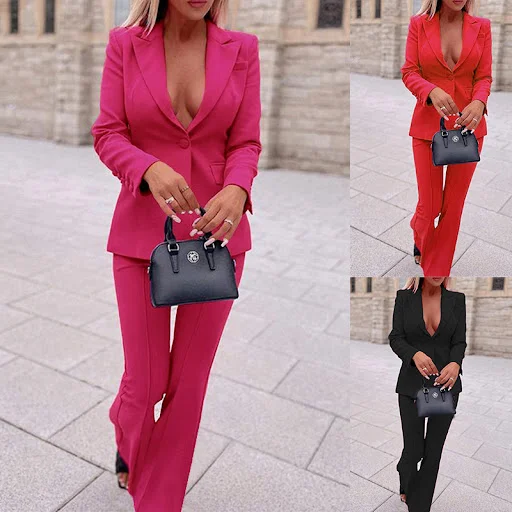 Title 2, Dames businessjasje, effen kleur, casual broek,...