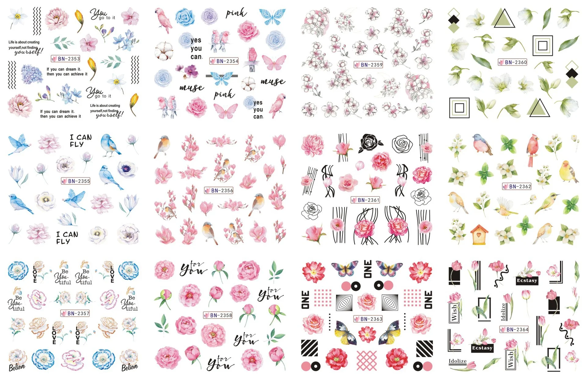 Nail Art Large Watermark Stickers Beach Tropical Rainforest Love Abstract Wholesale BN1957-2376, create stunning nail de — photo 4