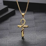 Pingente Anka Egípcio Antigo, vintage cobra cruz, aço titânio personalidade, acessório ideal para looks únicos. — foto 7