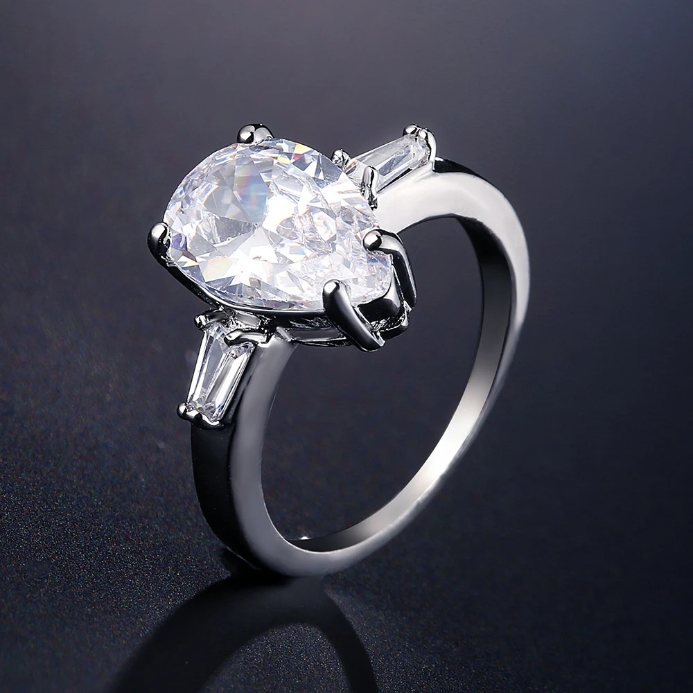 Anel de zircônia gota d'água europeu e americano, luxo acessível, moda requintada, perfeito para presentear e usar. — foto 6