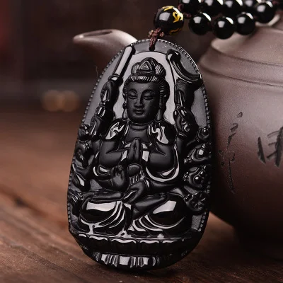 Obsidiano Buda Pingente — foto 3