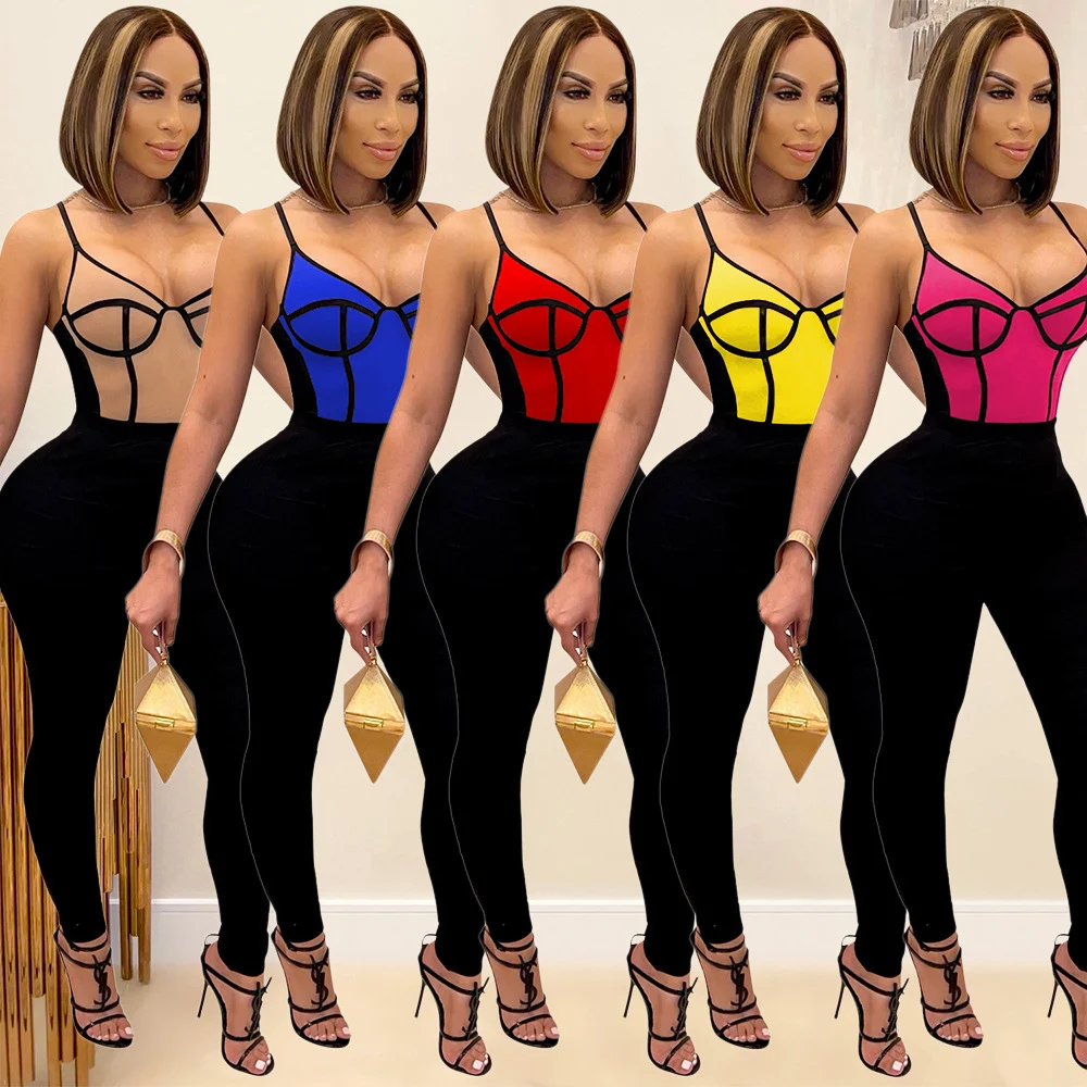 Title 2, Womens Fashion Sexy Suspender Tight Jumpsuit