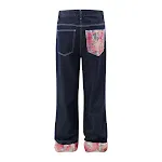 Colorblock Jeans met manchet voor heren en dames. Comfortabel en stijlvol. Ideaal voor een casual look. Perfecte pasvorm, uniek design, veelzijdig. — foto 1